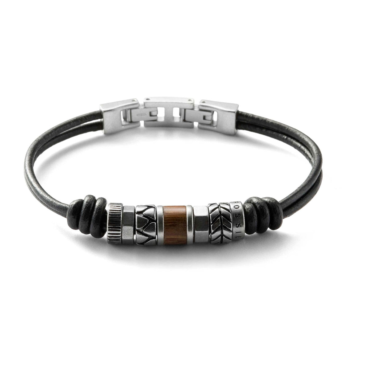FOSSIL Bronson Rondelle brown men's bracelet JF84196