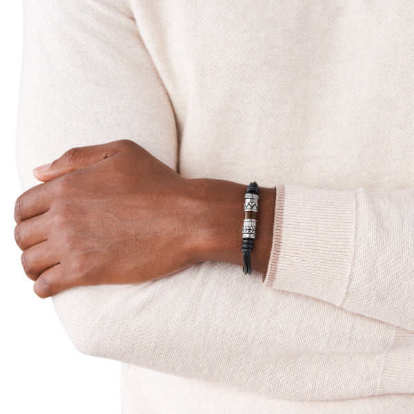 FOSSIL Bronson Rondelle brown men's bracelet JF84196