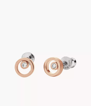 SKAGEN Kariana rósagylltir eyrnalokkar með zirkonia SKJ0853