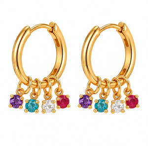 ASTORÍA Danielle gylltir eyrnalokkar með 4 zirkonia