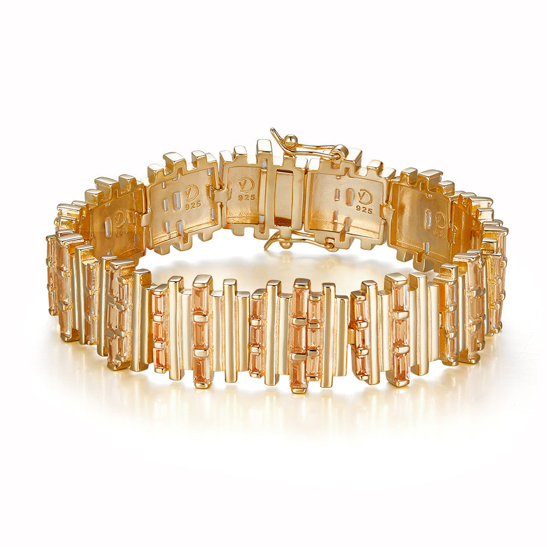 VERA DESIGN Stuðlaberg Divine gyllt silfurarmband með kampavínslitum zirkonia