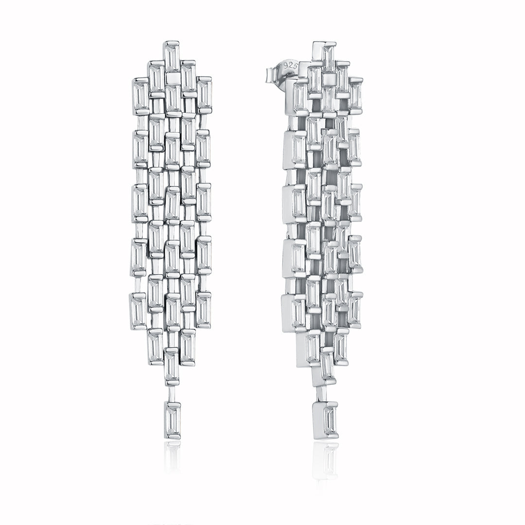 VERA DESIGN Stuðlaberg Divine silfureyrnalokkar með zirkonia