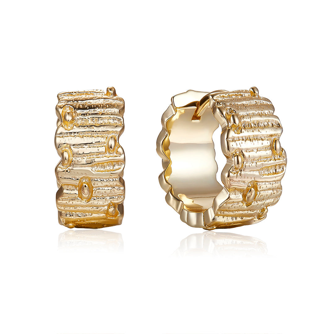 VERA DESIGN Stuðlaberg Midi Hoops gylltir silfureyrnalokkar