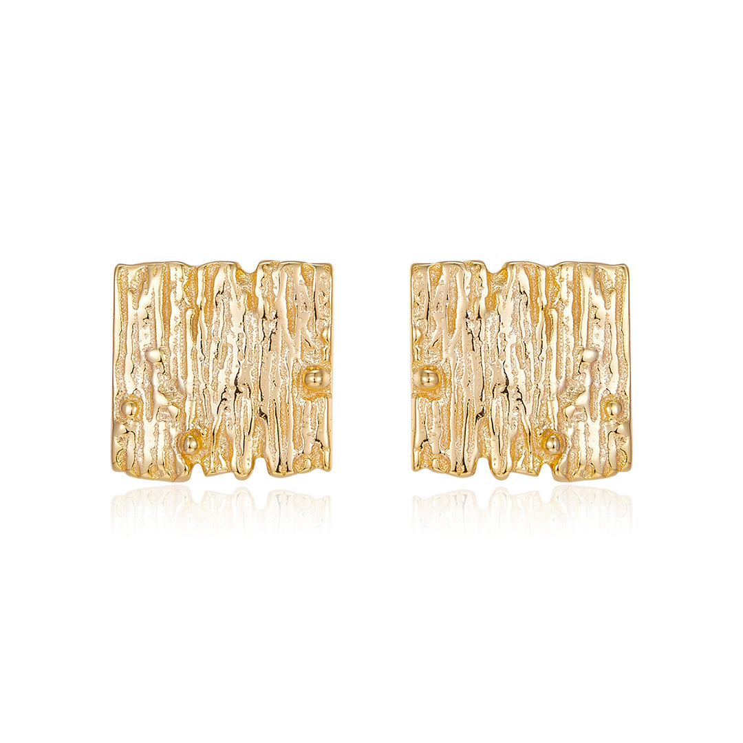 VERA DESIGN Stuðlaberg Stud gylltir silfureyrnalokkar