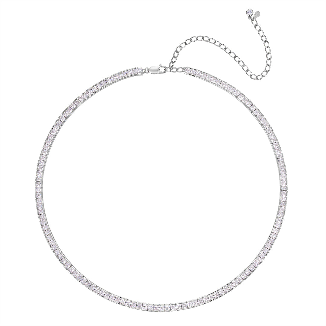 VERA DESIGN Tennis Baguette silfurhálsmen með zirkonia