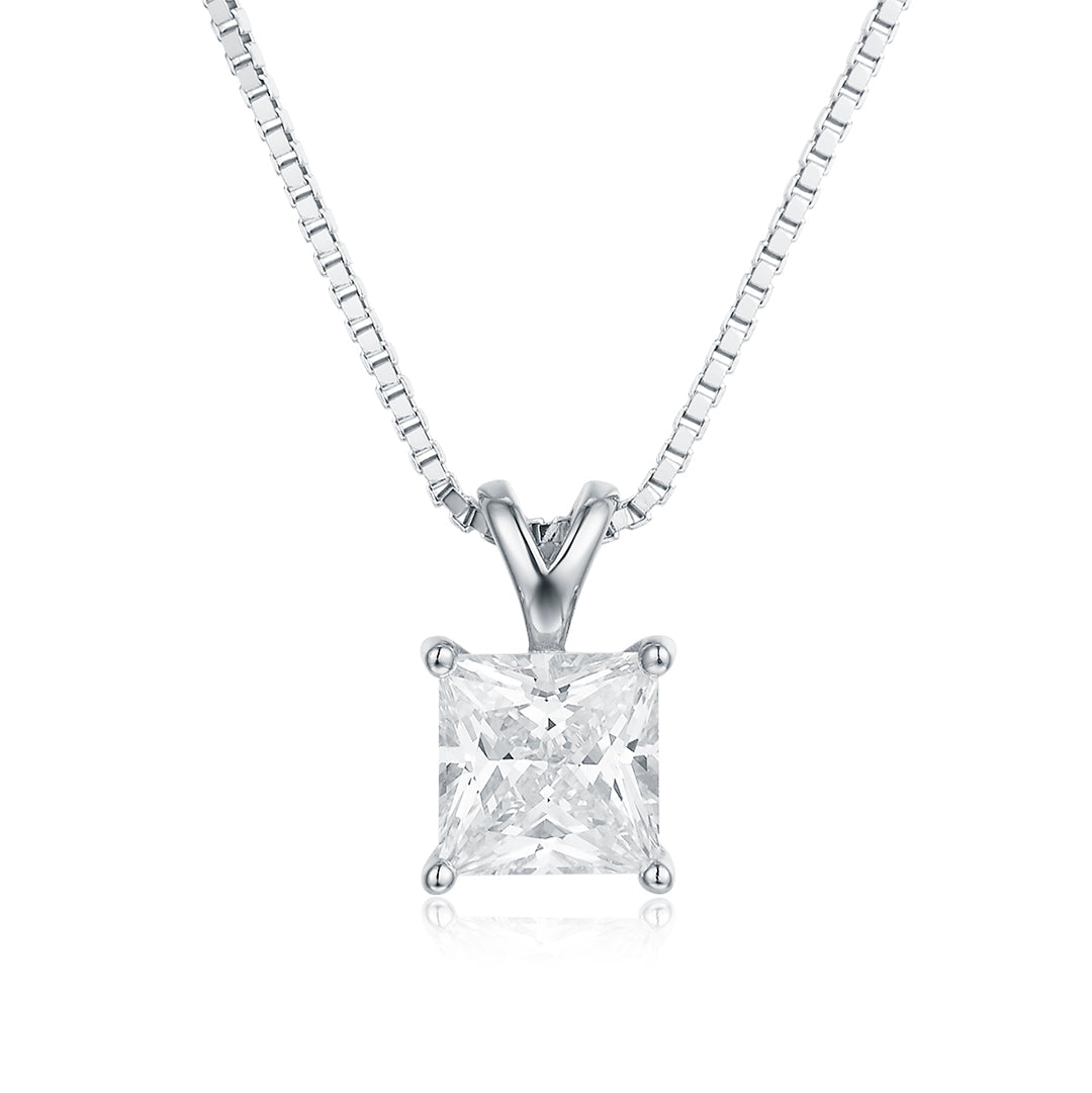 VERA DESIGN Square Stud silfurhálsmen með zirkonia