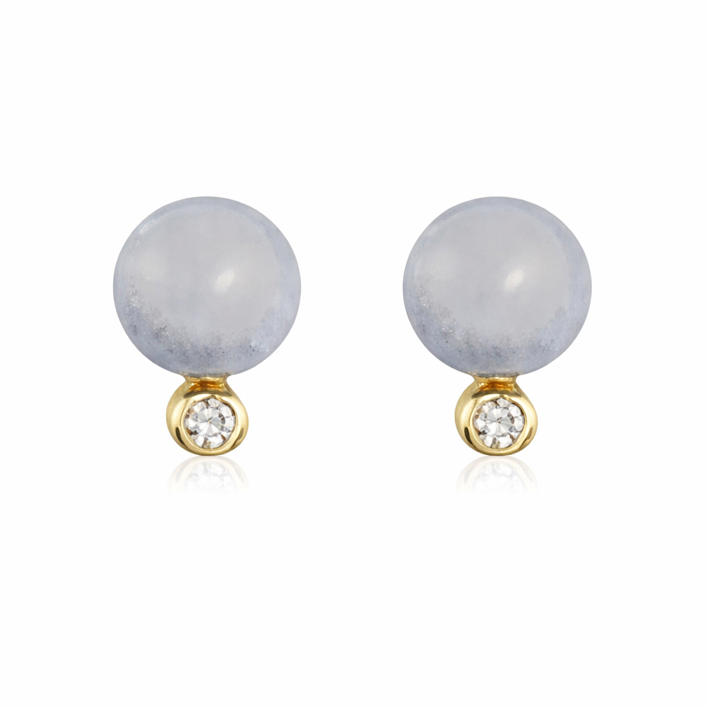 Gulleyrnalokkar 14kt með 0.02ct demöntum og perlu