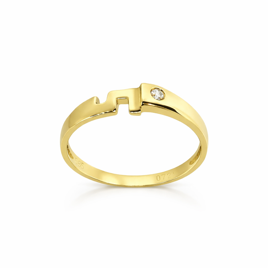 Gullhringur 14kt með 0.025ct demanti