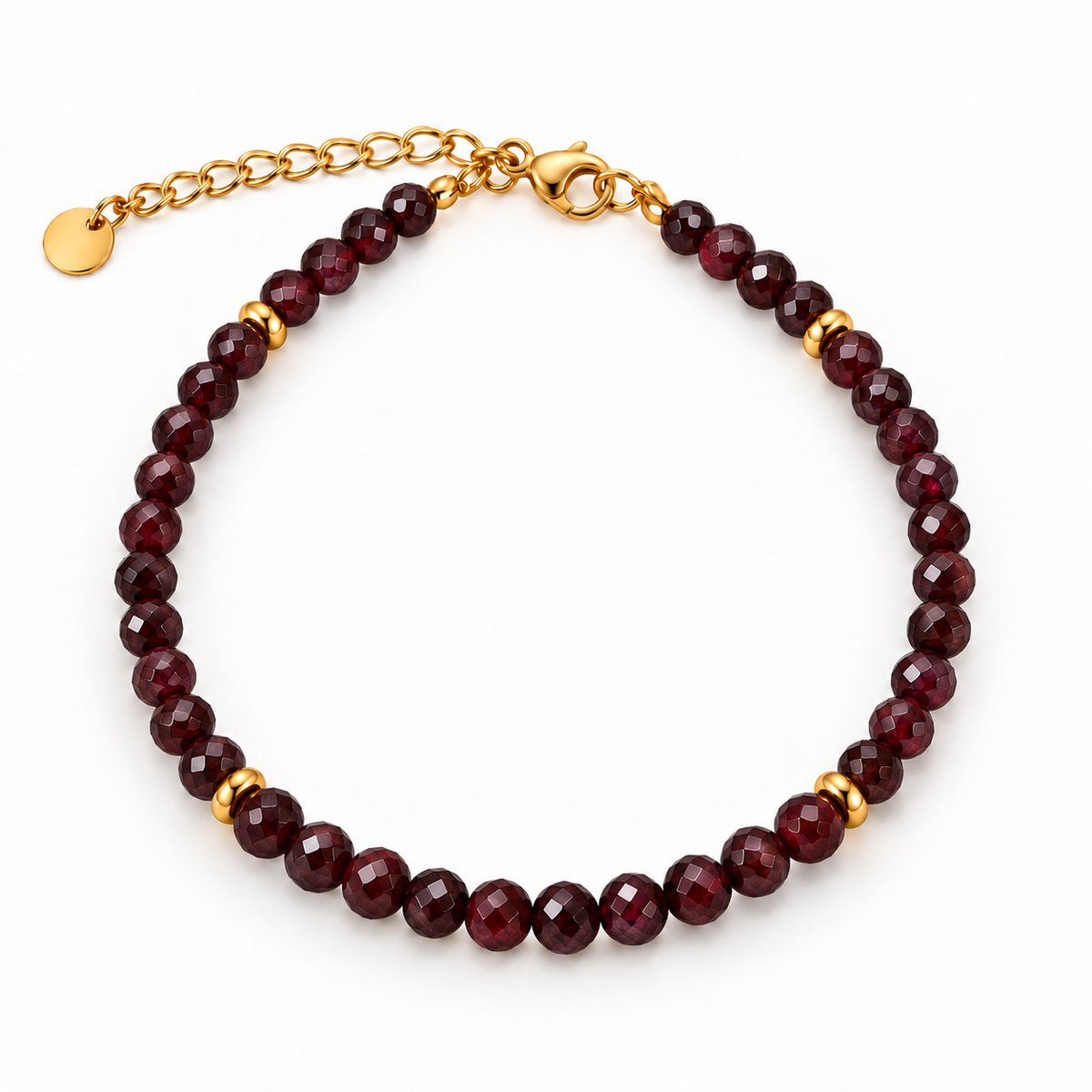 MIRA Gem gyllt steinaarmband | Garnet