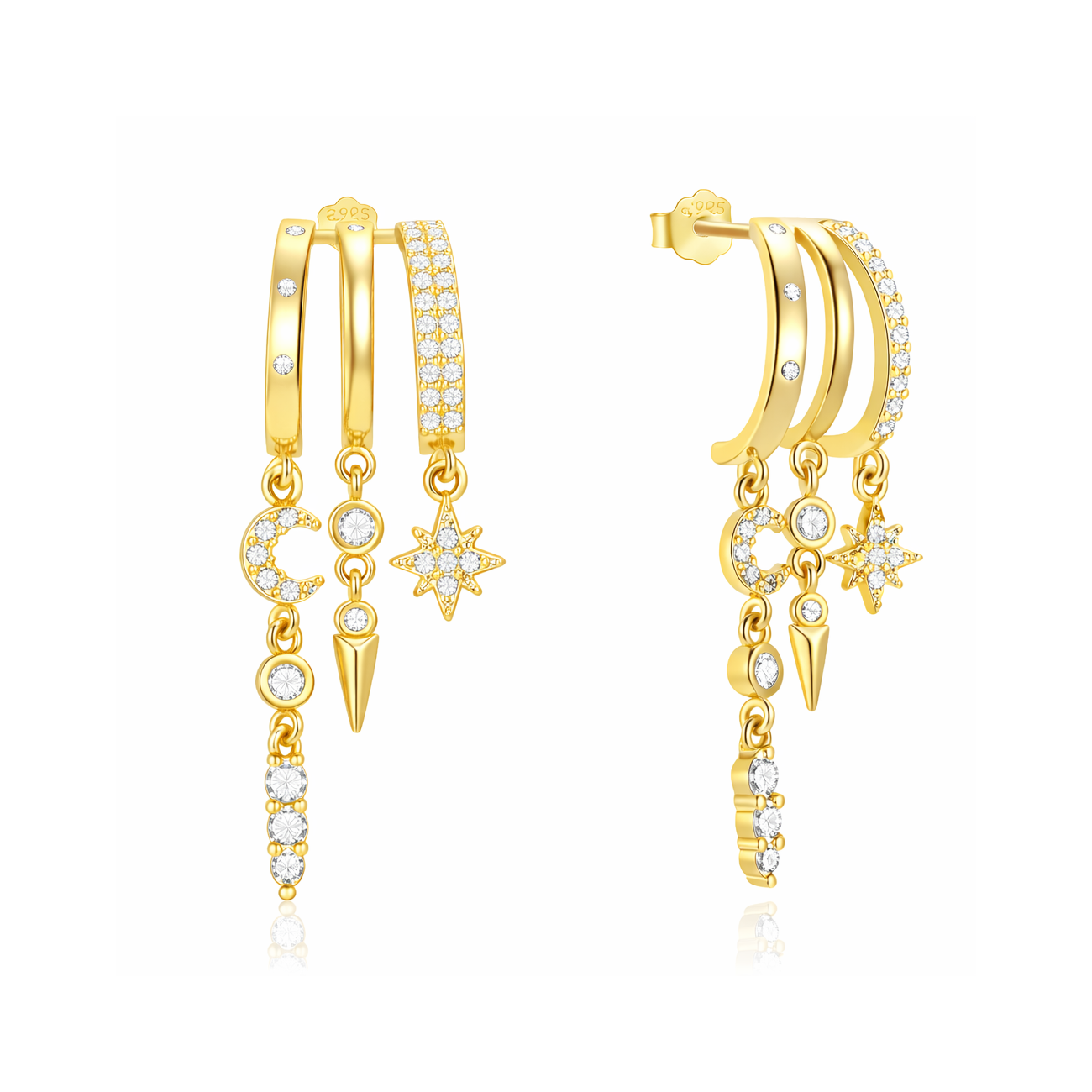 ASTORÍA Francine gylltir silfureyrnalokkar með zirkonia