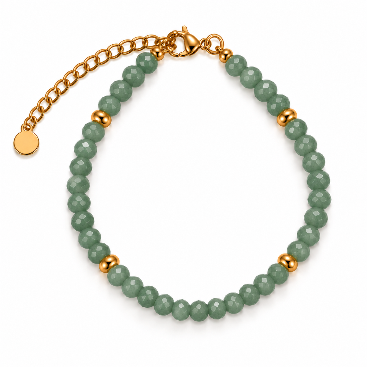 MIRA Gem gyllt steinaarmband | Green Aventurine