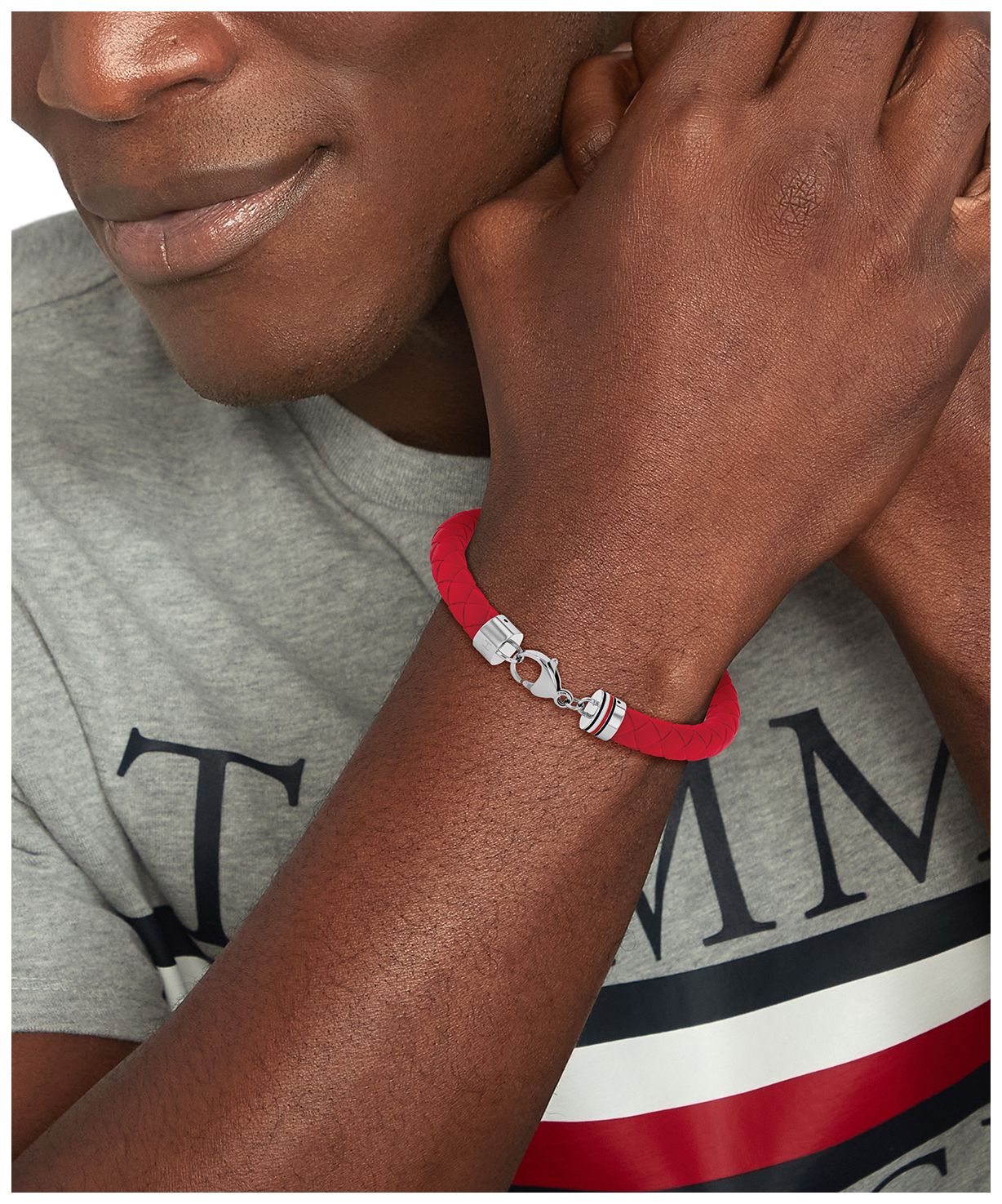 TOMMY HILFIGER Silicone rautt herraarmband