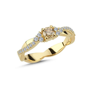 NURAN Champagne gullhringur 14kt með 0.25 og 0.16ct demöntum
