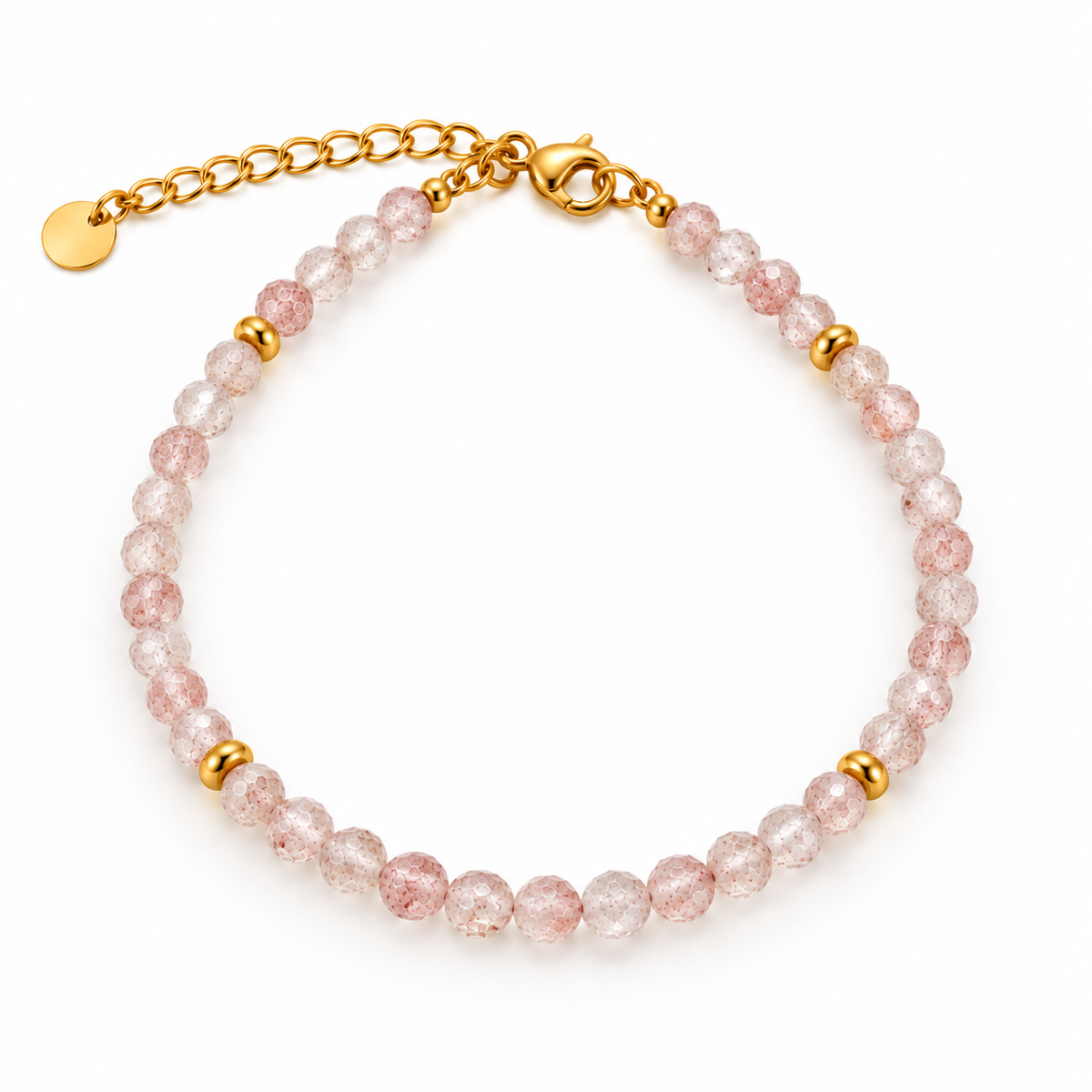 MIRA Gem gyllt steinaarmband | Strawberry quartz