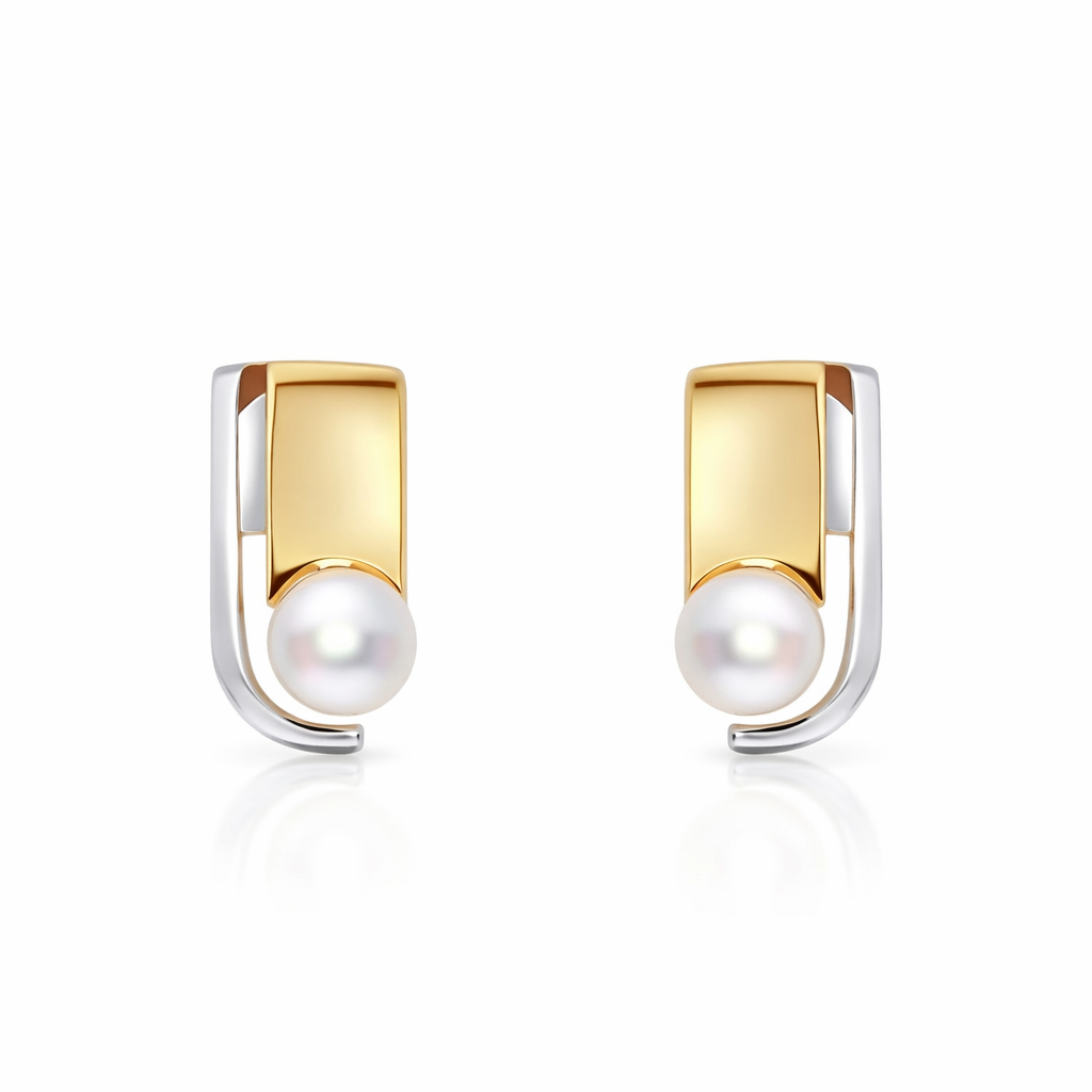 Gull og hvítagullseyrnalokkar 14kt með perlum