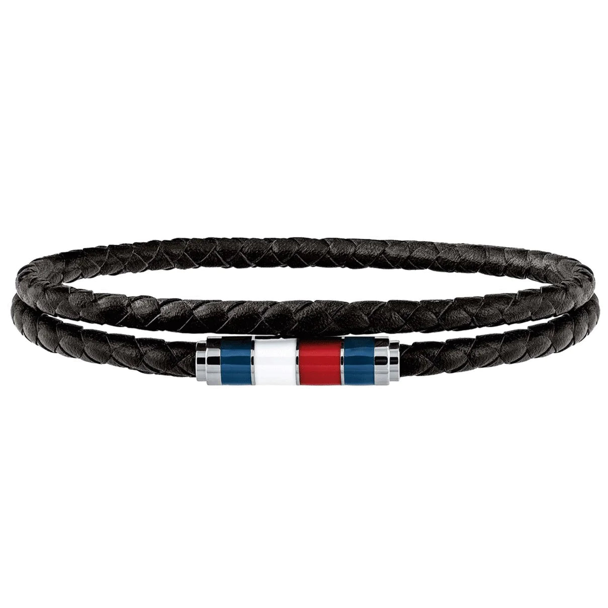 TOMMY HILFIGER Double Wrap svart leður herraarmband