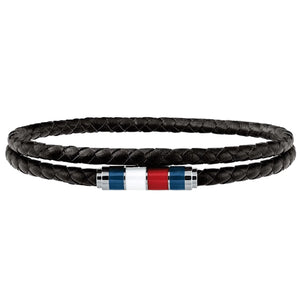 TOMMY HILFIGER Double Wrap svart leður herraarmband 2790056