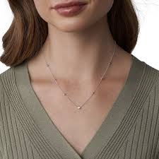 FOSSIL silfurhálsmen með zirkonia