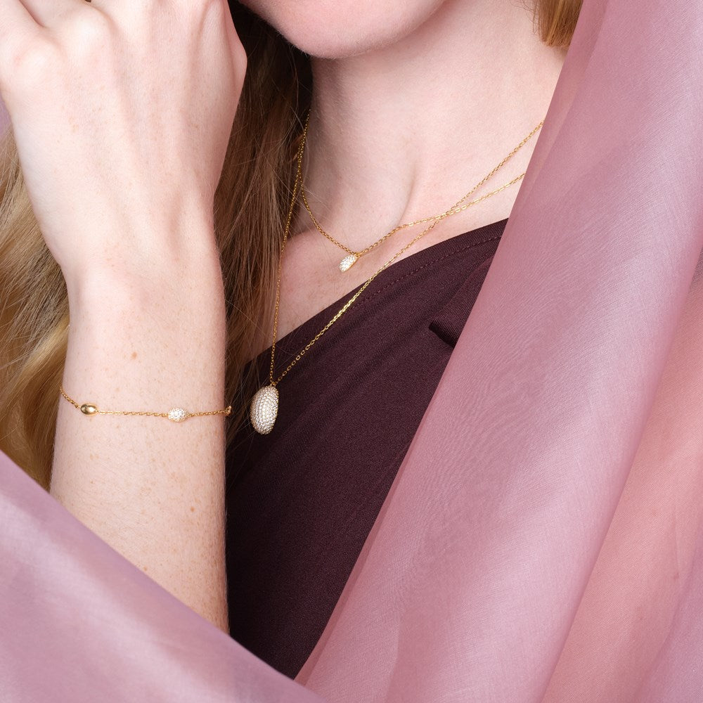 JOANLI Rebecca Small gyllt silfurhálsmen með zirkonia ●505900