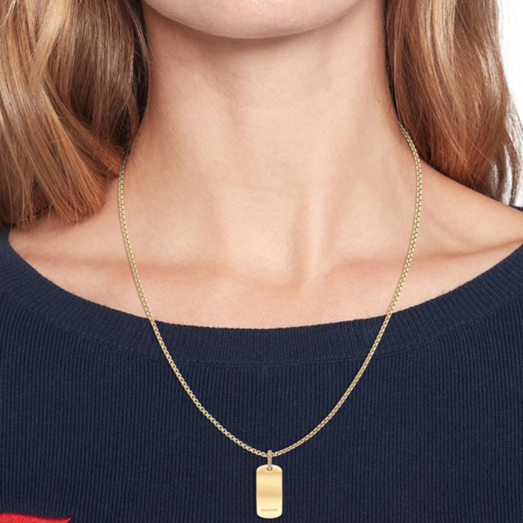 TOMMY HILFIGER Crystals gyllt hálsmen