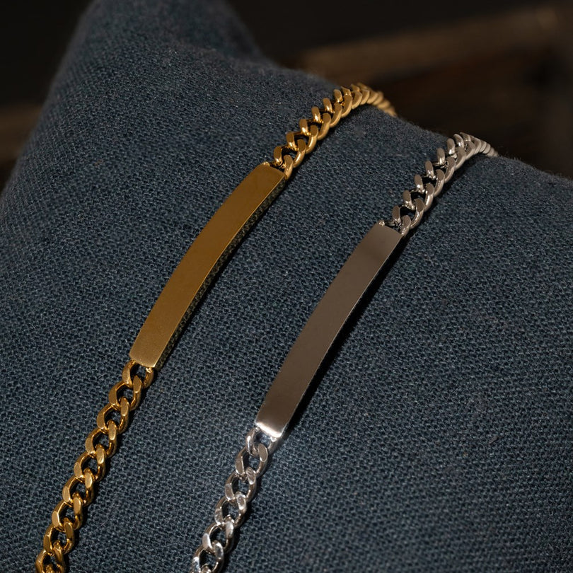 SON Stál armband með gyllingu og plötu fyrir áletrun