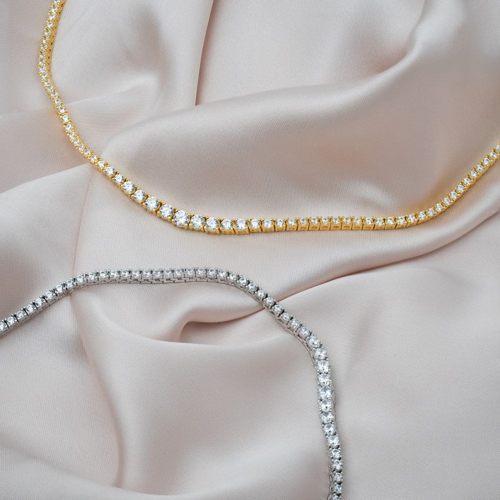 JOANLI Rikke gyllt silfurhálsmen með zirkonia ●505900