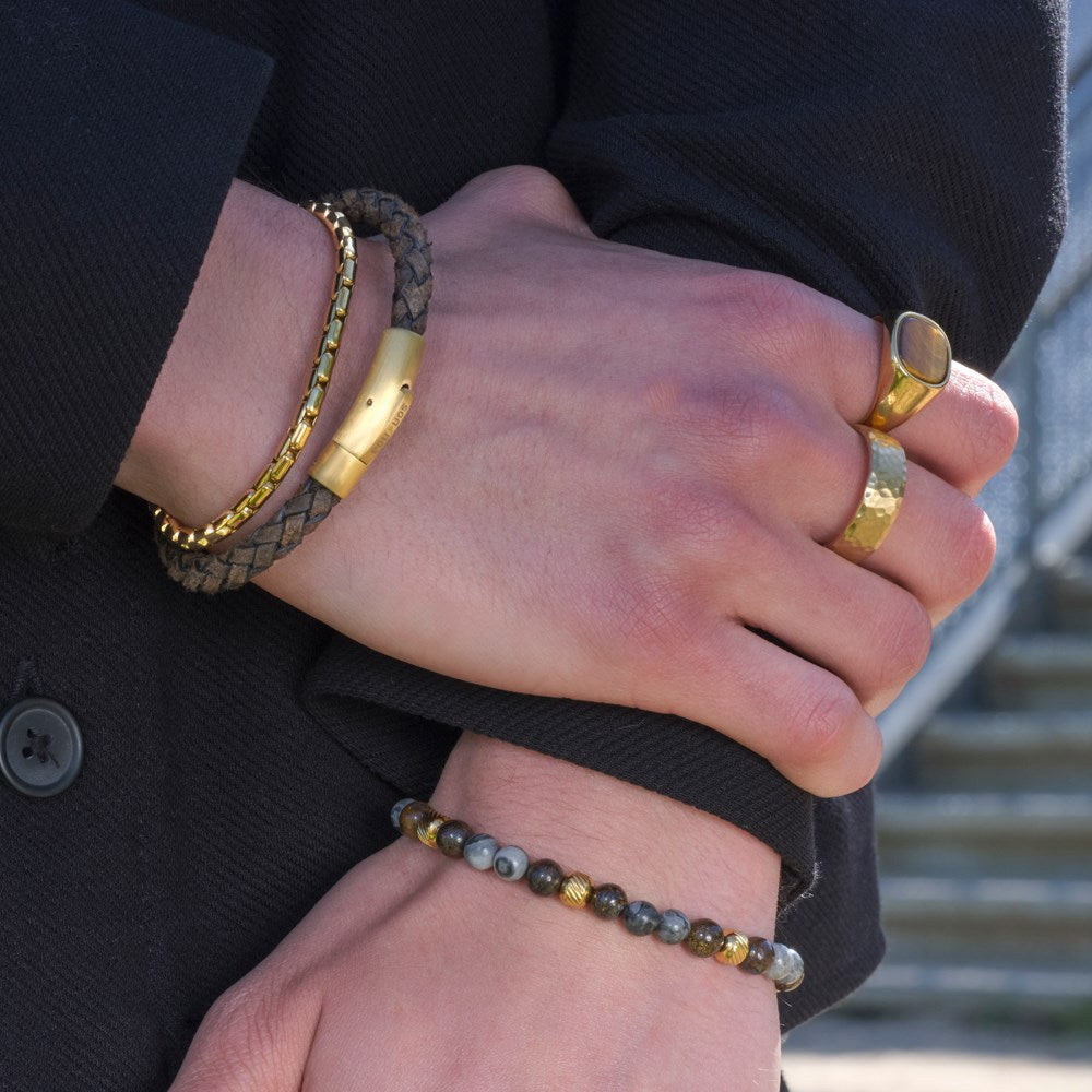 SON Hamraður gylltur herrahringur ●032860