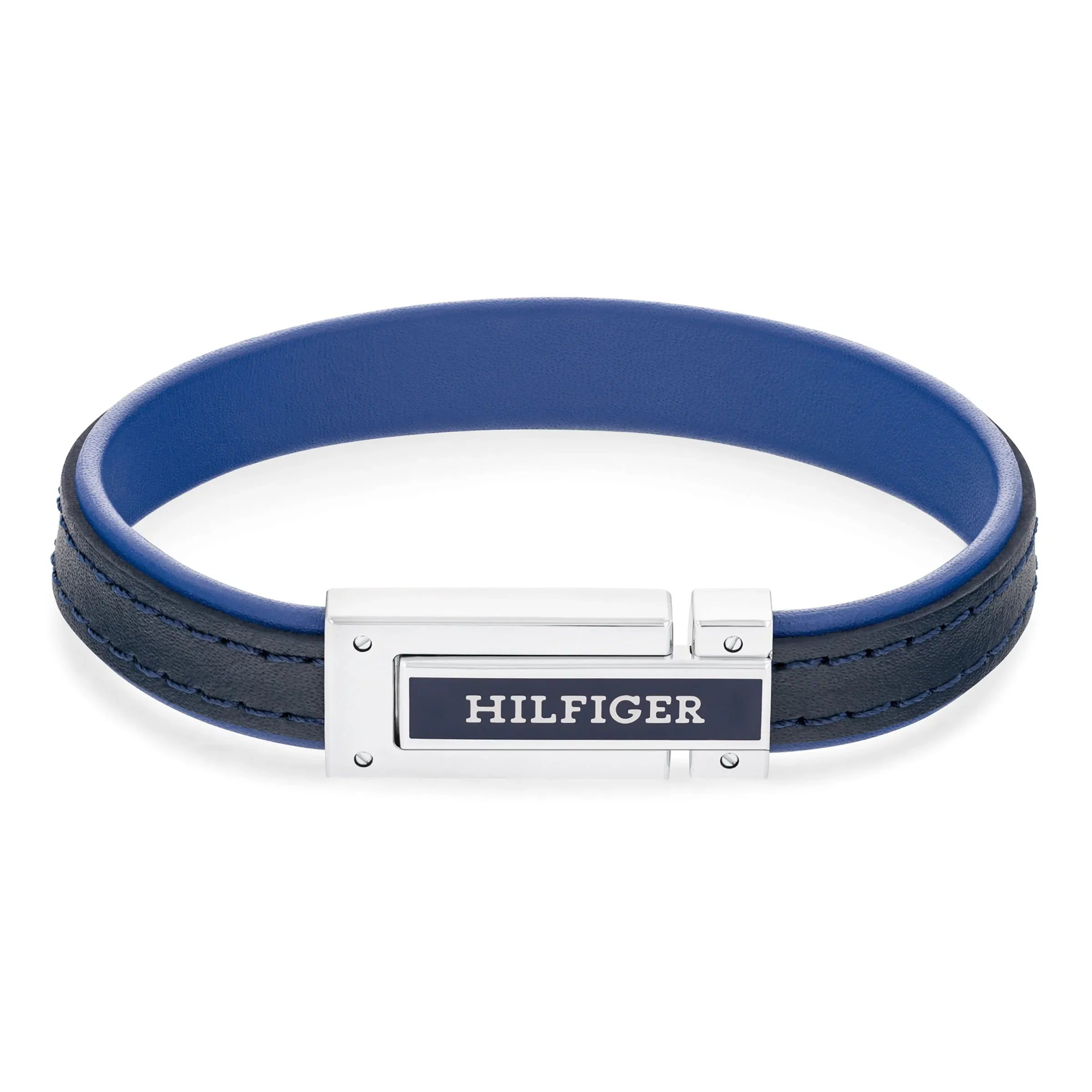 TOMMY HILFIGER Flat blátt leður herraarmband