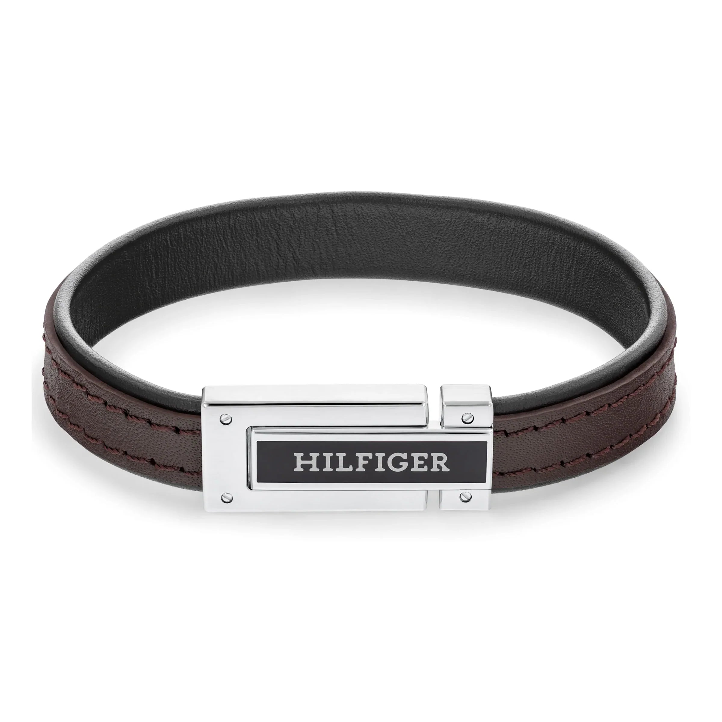 TOMMY HILFIGER Flat brúnt leður herraarmband