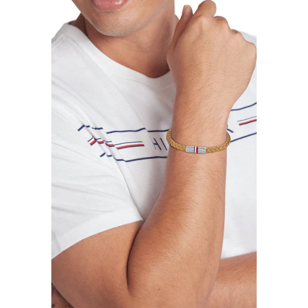 TOMMY HILFIGER Braided leður herraarmband