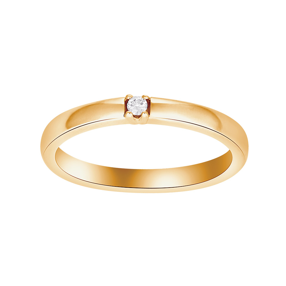Gullhringur 14k með 0.03ct demanti