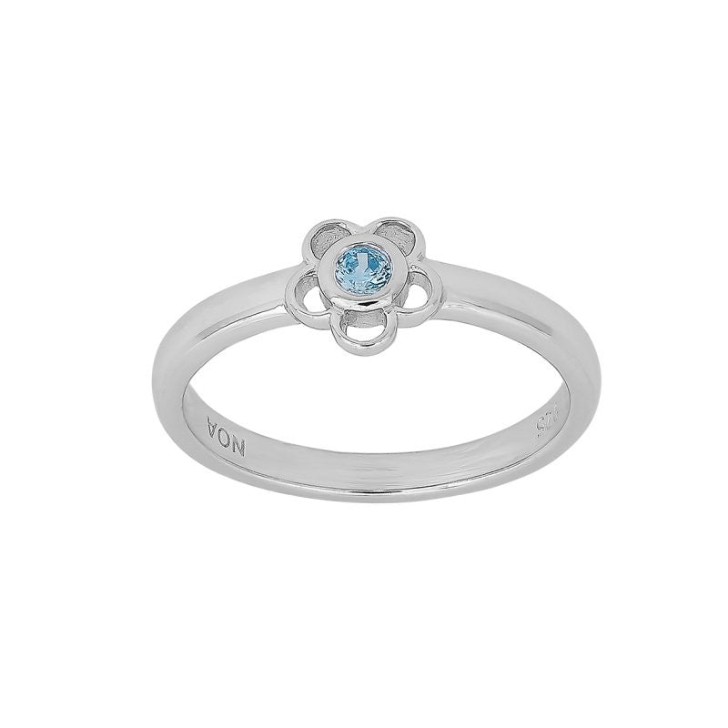 NOA Kids barna silfurhringur með bláum zirkon