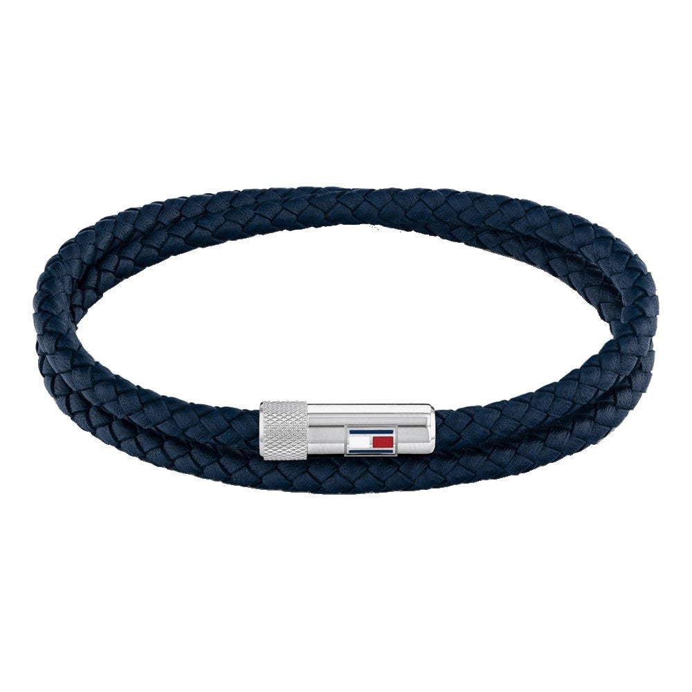 TOMMY HILFIGER Double blátt leður herraarmband