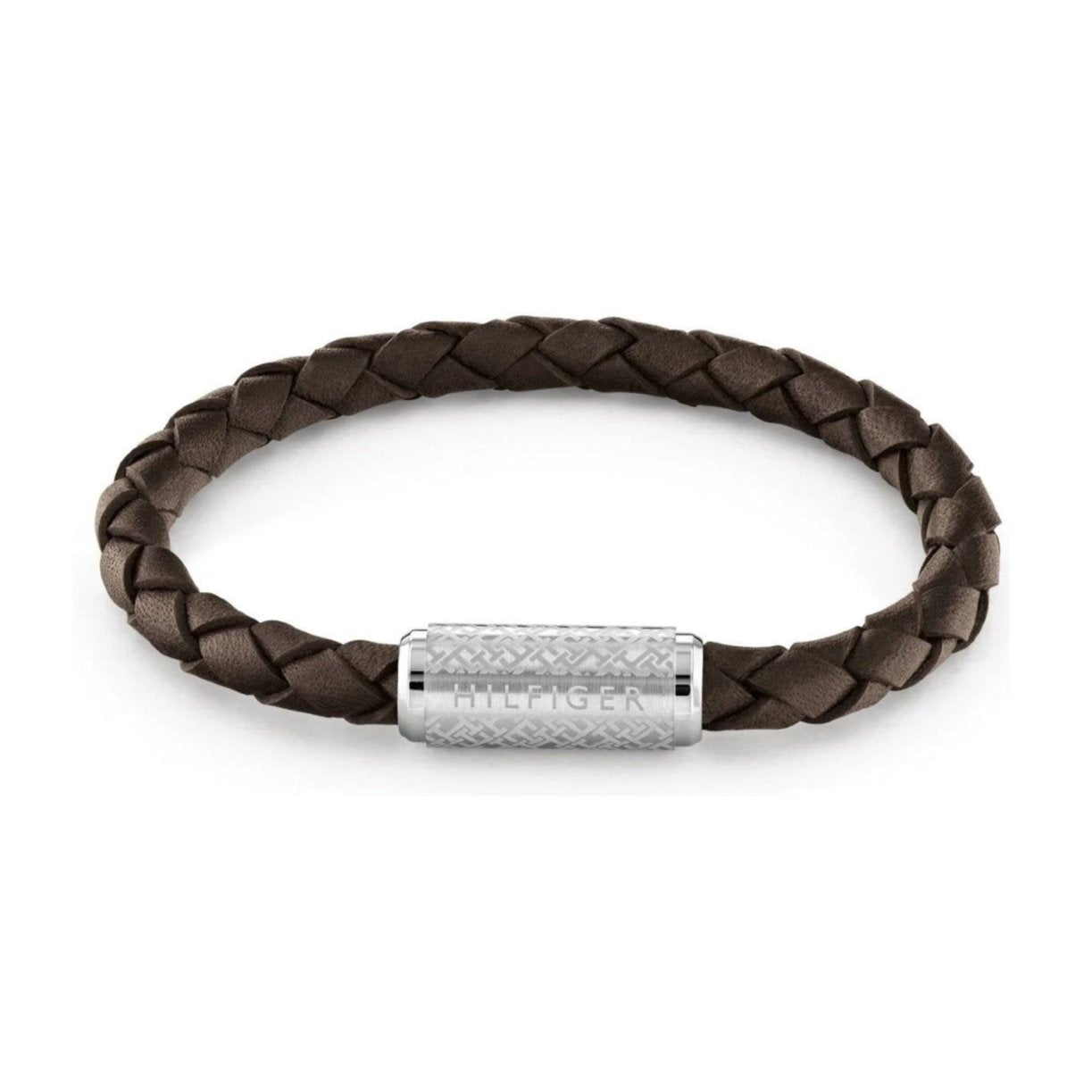 TOMMY HILFIGER Braided brúnt leður herraarmband