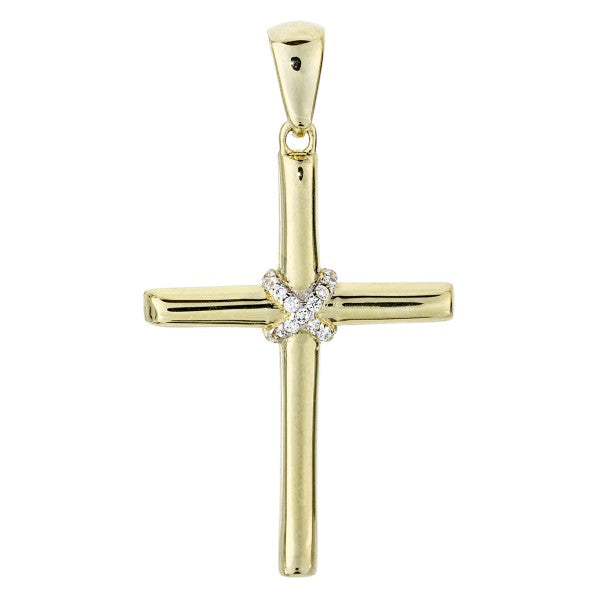 Gullkross 14kt með zirkonia
