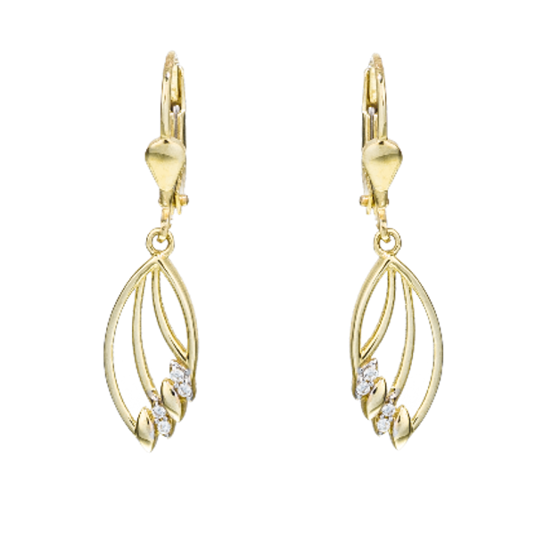 Gullhálsmen og eyrnalokkar 14kt með zirkon