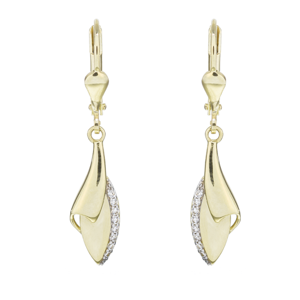 Gullhálsmen og eyrnalokkar 14kt með zirkon