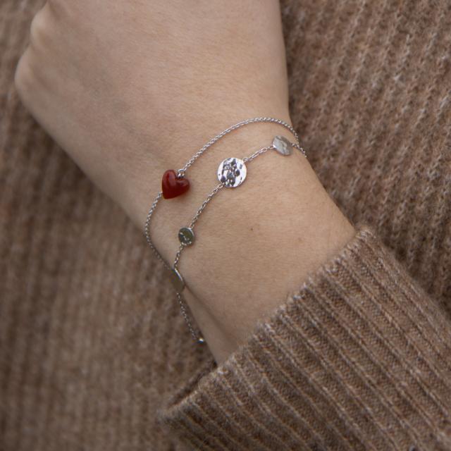 NORDAHL You silfurarmband með rauðum Onyx