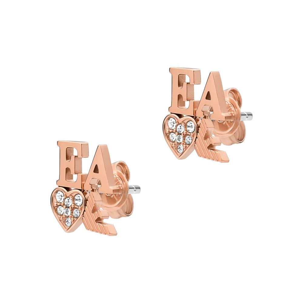ARMANI rósagylltir eyrnalokkar með zirkonia
