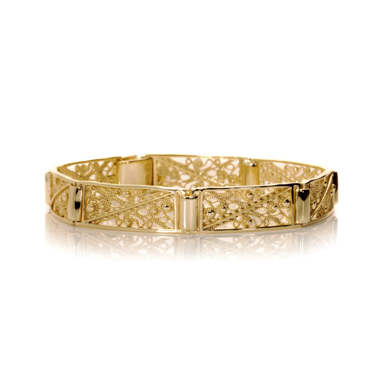 VERA DESIGN Filigree gyllt silfurarmband með zirkonia