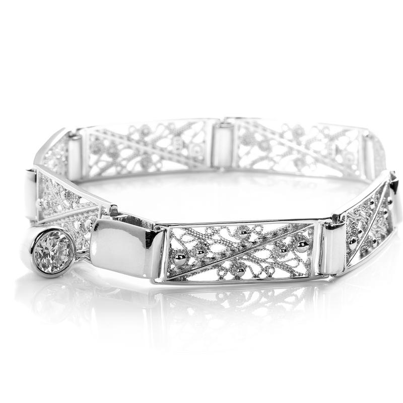 VERA DESIGN Filigree silfurarmband með zirkonia
