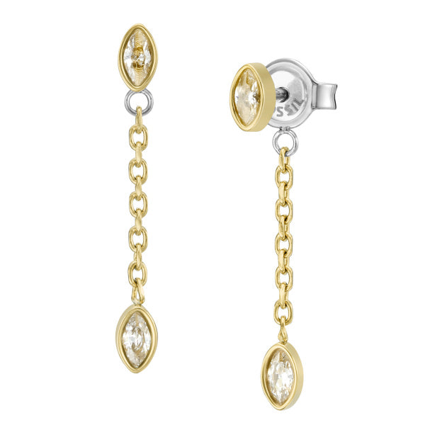 FOSSIL Sadie gylltir eyrnalokkar með zirkon