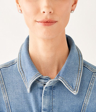 FOSSIL silfureyrnalokkar með zirkonia og ferskvatnsperlum