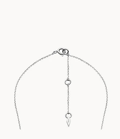 FOSSIL silfurhálsmen með ferskvatnsperlu og zirkonia