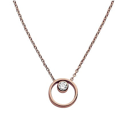 SKAGEN Kariana rósagyllt hálsmen með zirkonia