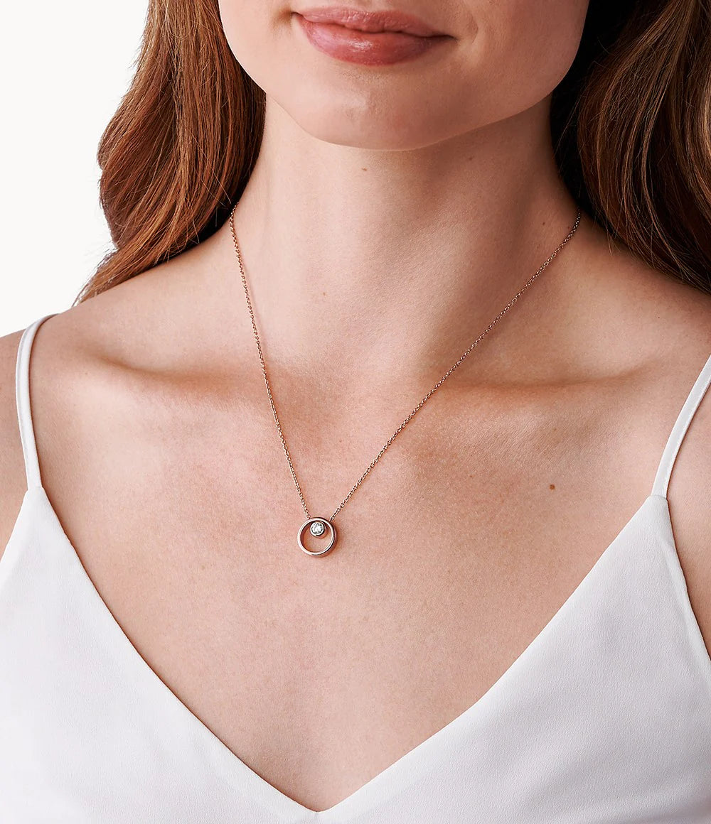 SKAGEN Kariana rósagyllt hálsmen með zirkonia