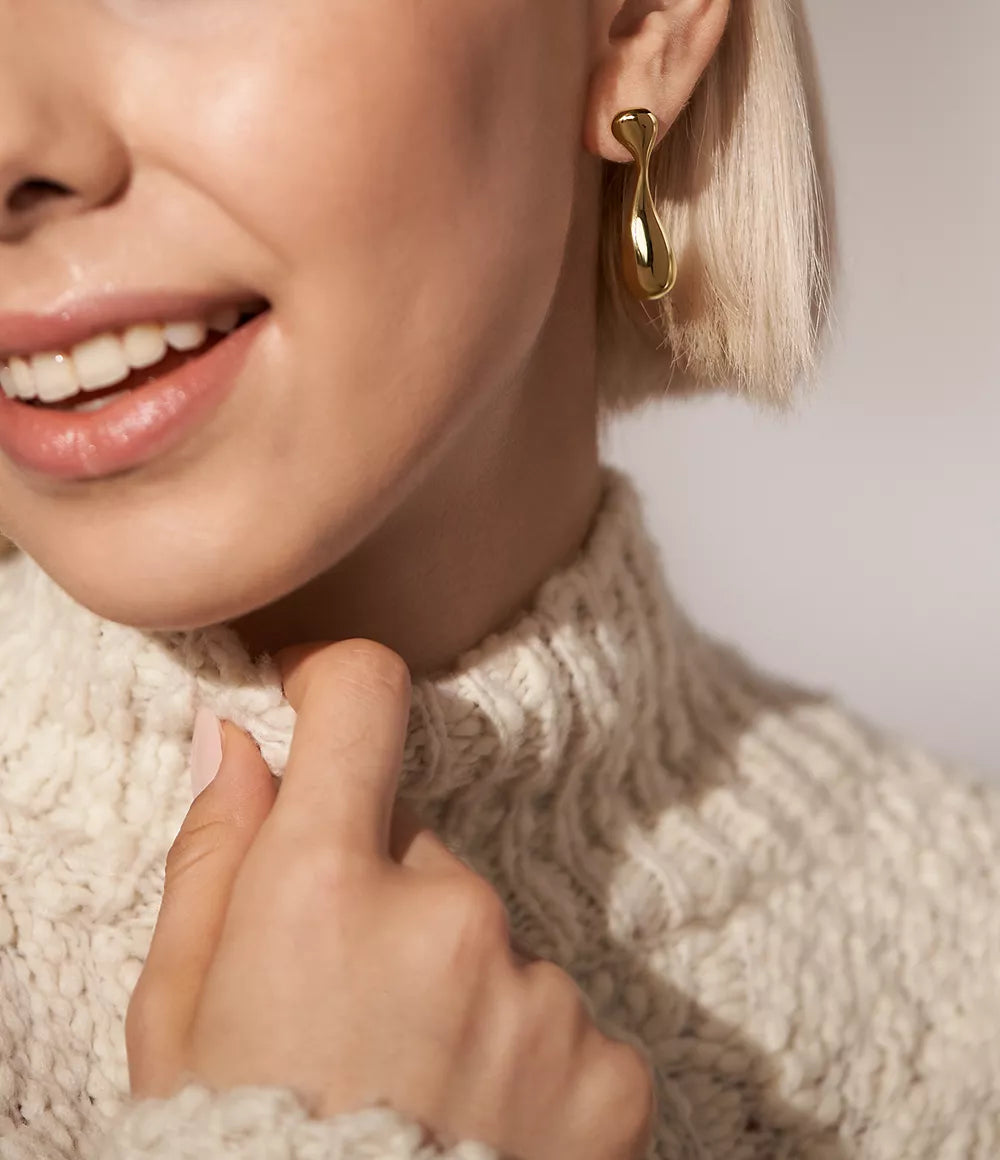 SKAGEN Anja Pebble gylltir eyrnalokkar