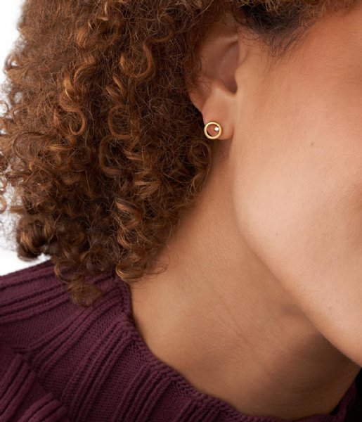 SKAGEN Agnethe gylltir eyrnalokkar með zirkonia, 2 pör