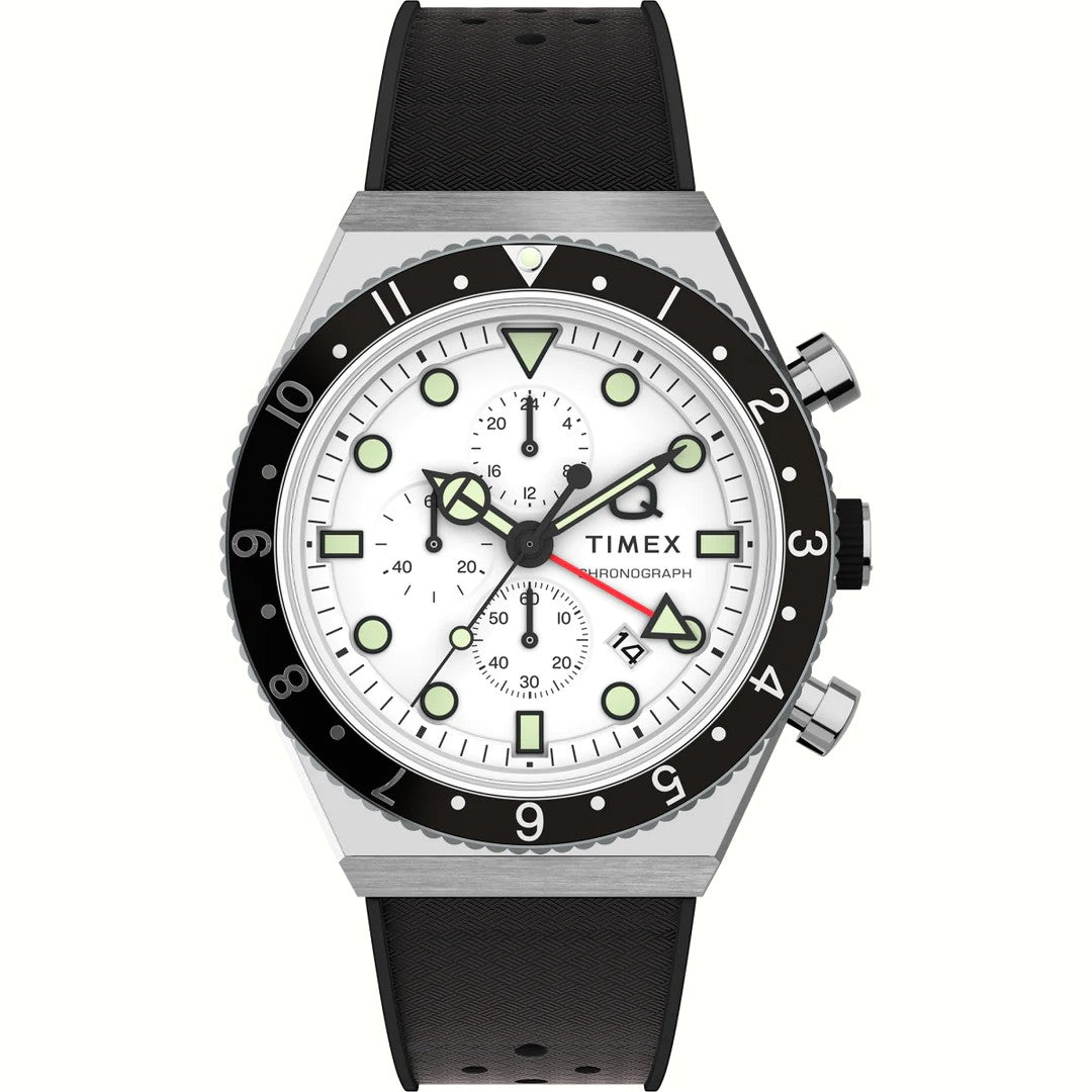 TIMEX Q 3-Time Zone Chronograph 40mm TW2V70100