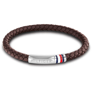 TOMMY HILFIGER Braided brown leather men's bracelet 2790402